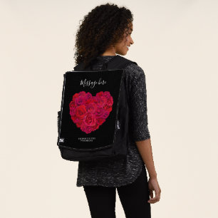 Rotes Rosenherz Romantisches Florales Benutzerdefi Rucksack