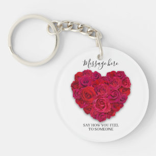 Rotes Rosenherz Romantisches Florales Benutzerdefi Schlüsselanhänger