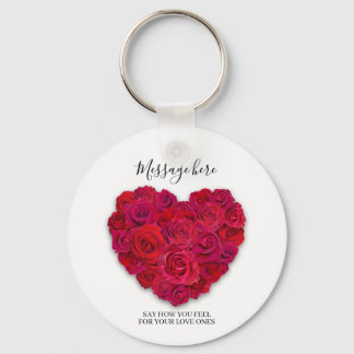 Rotes Rosenherz Romantisches Florales Benutzerdefi Schlüsselanhänger