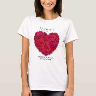 Rotes Rosenherz Romantisches Florales Benutzerdefi T-Shirt