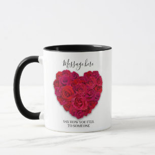 Rotes Rosenherz Romantisches Florales Benutzerdefi Tasse