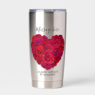 Rotes Rosenherz Romantisches Florales Benutzerdefi Thermobecher
