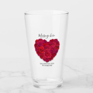 Rotes Rosenherz Romantisches Florales Maßgeschneid Glas