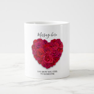 Rotes Rosenherz Romantisches Florales Maßgeschneid Jumbo-Tasse