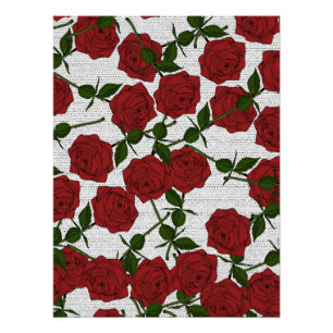 Rotes Rosenmuster Poster