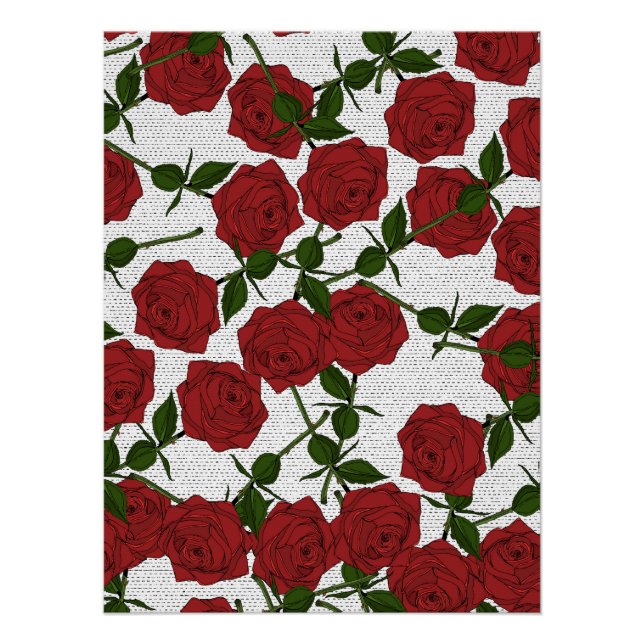 Rotes Rosenmuster Poster (Vorderseite)