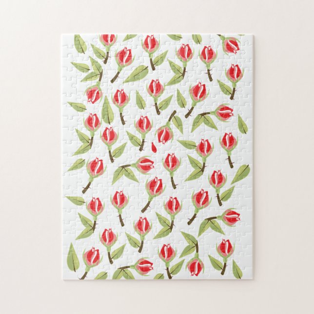 Rotes Rosenmuster Puzzle (Vertikal)