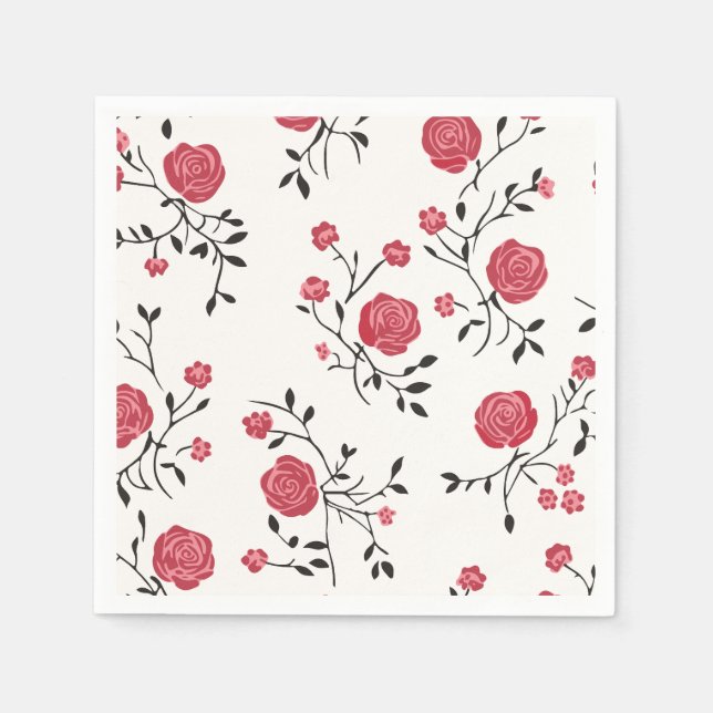 Rotes Rosenmuster Serviette (Vorderseite)