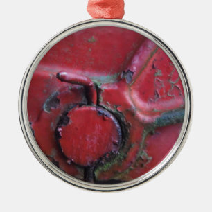 Rotes rostiges Lastwagen Nahaufnahme Ornament Aus Metall