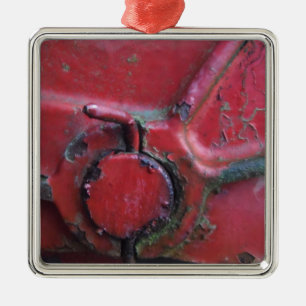Rotes rostiges Lastwagen Nahaufnahme Ornament Aus Metall