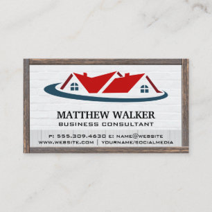 Rotes Rot-Top-Zuhause-Logo Einrahmen Visitenkarte