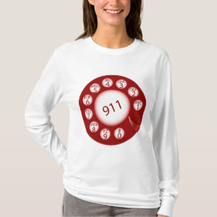 Rotes Rotary-Telefon-Wählscheibe 911 Notrufnummer T-Shirt