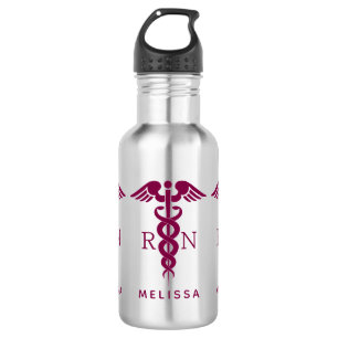 Rotes Rotes Caduceus Krankenzeichen Edelstahlflasche
