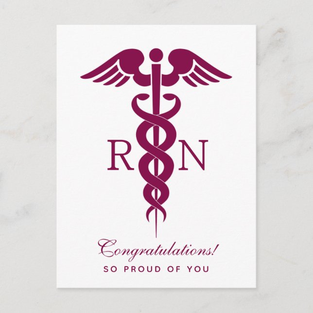 Rotes Rotes Caduceus Krankenzeichen Postkarte (Vorderseite)
