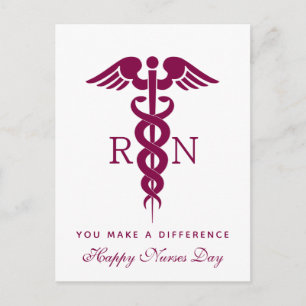 Rotes Rotes Caduceus Krankenzeichen Postkarte