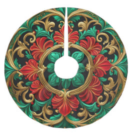 Rotes Rotes Dekoratives Holiday Tree Skirt Polyester Weihnachtsbaumdecke