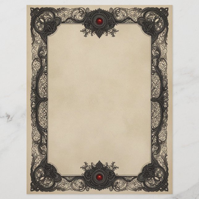 Rotes Rubin-Gotisch-Schreibwarenpapier Briefbogen (Vorderseite)
