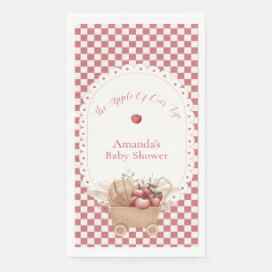 Rotes Rustikales Gingham Boho Apfel Baby Shower Serviette