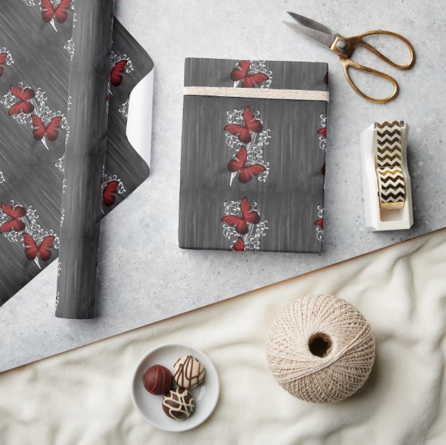 Rotes Rustikales Hochzeitspapier Geschenkpapier (Basteln)