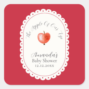 Rotes Rustikales Minimalistisches Vintage-Apfel-Ba Quadratischer Aufkleber