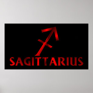 Rotes Sagittarius-Horoskop-Symbol Poster