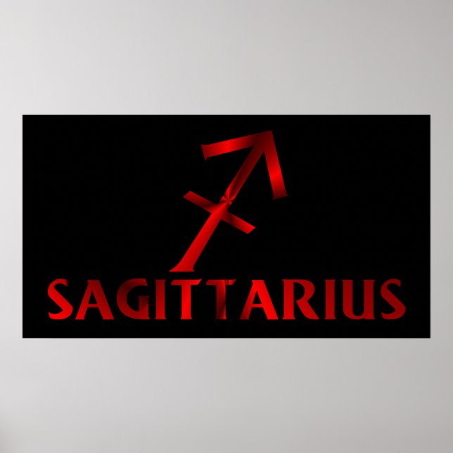Rotes Sagittarius-Horoskop-Symbol Poster (Vorne)