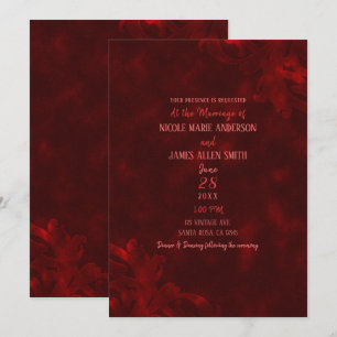 Rotes Samt Elegant Vintage Glamouröse Hochzeit Einladung