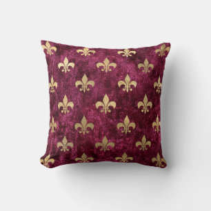 Rotes Samt Fleur De Lis Mardi Gras Orleans Muster Kissen