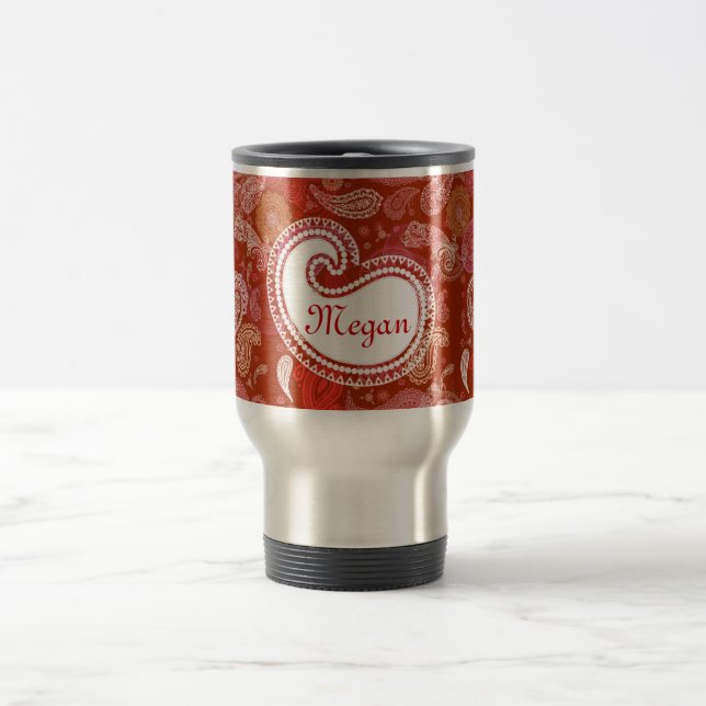 Rotes Scharlachrot Paisley Reisebecher (Mittel)