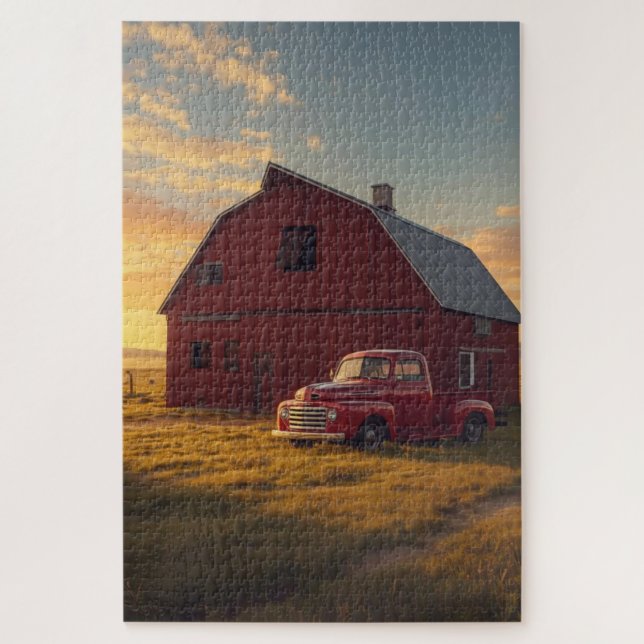 Rotes Scheunen-Altlastwagen-Jigsaw-Puzzle Puzzle (Vertikal)