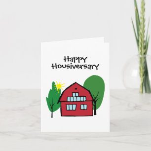 Rotes Scheunen-Happy-Housiversary-Kundenbewertung Karte