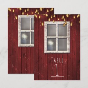 Rotes Scheunenfenster & Lichter Rustikales Tisch N Einladung