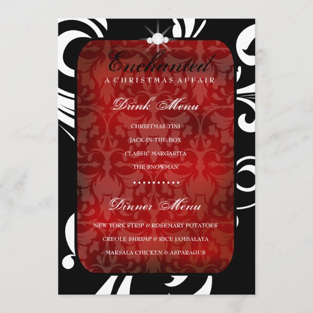 rotes schickes Abendessen des Menükarte (Vorderseite)