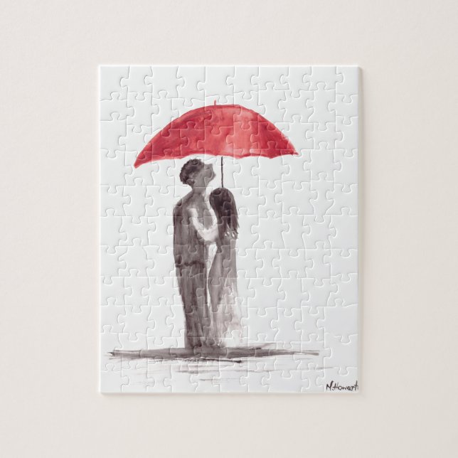 Rotes Schirmpaar Puzzle (Vertikal)