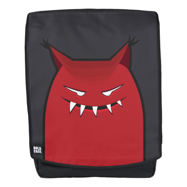 Rotes schlechtes Monster mit den spitzen Ohren Rucksack (Vorderseite)