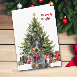 Rotes Schleife Australian Cattle Dog Weihnachtsbau Feiertagskarte