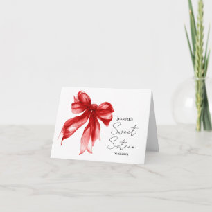 Rotes Schleifen-Coquette-Skript Sweet 16 Danke