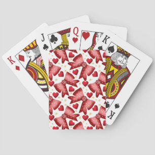Rotes Schleifen-Herz-Nahtloses Muster Cute Spielkarten