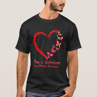 Rotes Schmetterlingsherz I A Survivor Herzerkranku T-Shirt