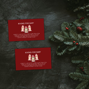 Rotes Schnee-Gingerbread-Dorf Bücher Baby Shower Begleitkarte