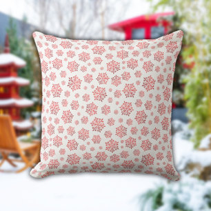 Rotes Schneeflockenmuster Kissen