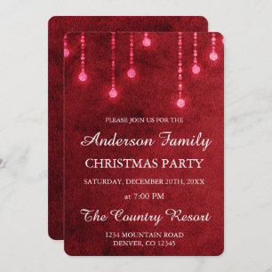 Rotes Schnur-Licht-jährliches WeihnachtsParty Einladung