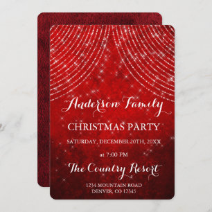 Rotes Schnur-Licht-jährliches WeihnachtsParty Einladung