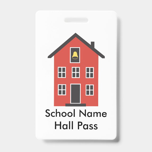 Rotes Schulhaus Hall Pass Abzeichen Ausweis (Vorderseite)