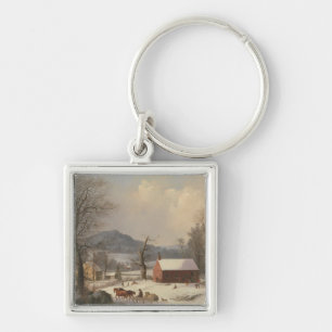 Rotes Schulhaus (Land-Szene) 1858 Schlüsselanhänger