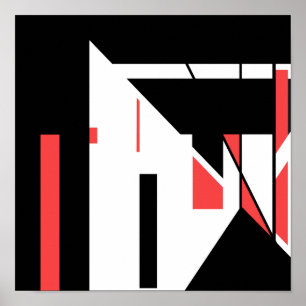 Rotes Schwarz auf weißem MCM-ähnlichem geometrisch Poster