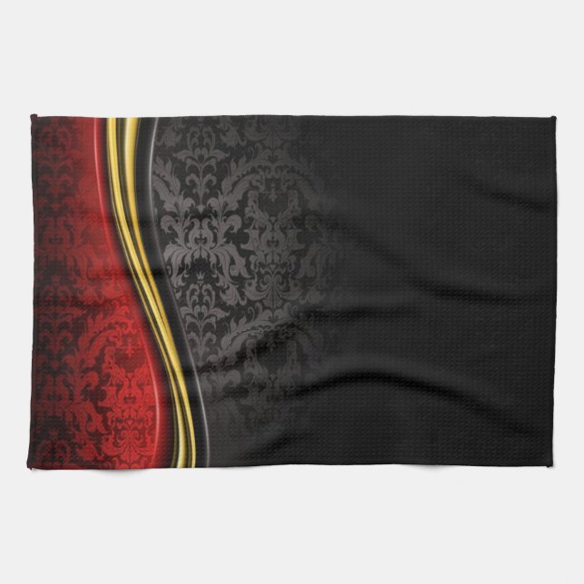 ROTES SCHWARZ UND GOLD BAROQUE PATTER KÜCHE TOWEL KÜCHENTUCH (Horizontal)