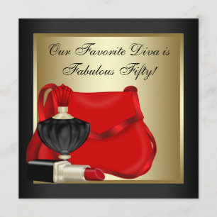 Rotes Schwarz-und Goldgeburtstags-Party Einladung