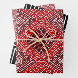 Rotes Schwarz und Weiß Kwanzaa Geschenkpapier Set