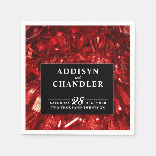 Rotes Schwarz und Weiß Moderne Weihnachtszeit Serviette (Vorderseite)